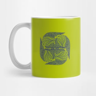 Cute green love birds in the air design Mug